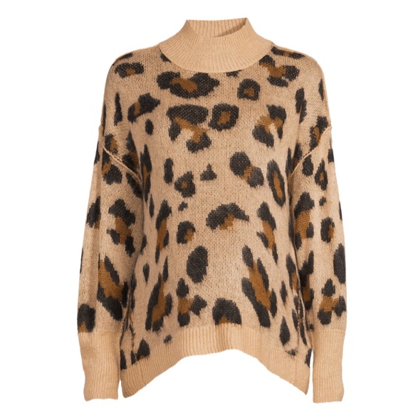 Maternity Pullover Sweater Tan and Brown Animal Cheetah Print by TIME & Tru - Picture 2 of 8